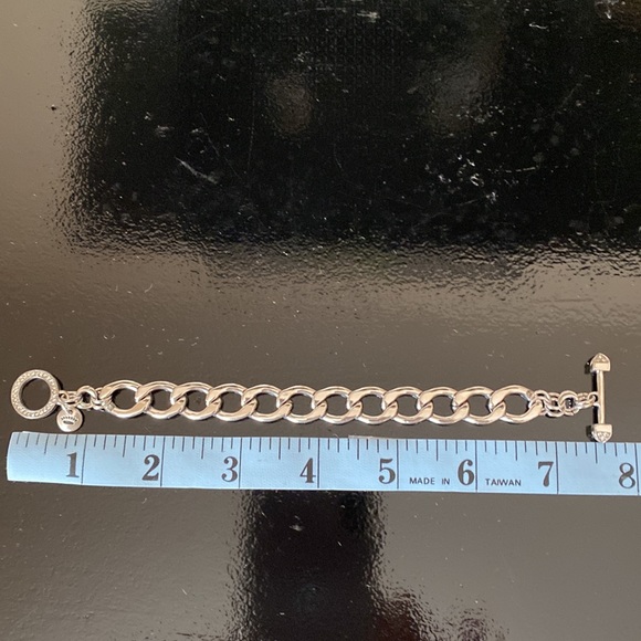 Juicy Coutures Link Bracelet Rhinestone and Silvertone Toggle Clasp - Picture 9 of 11